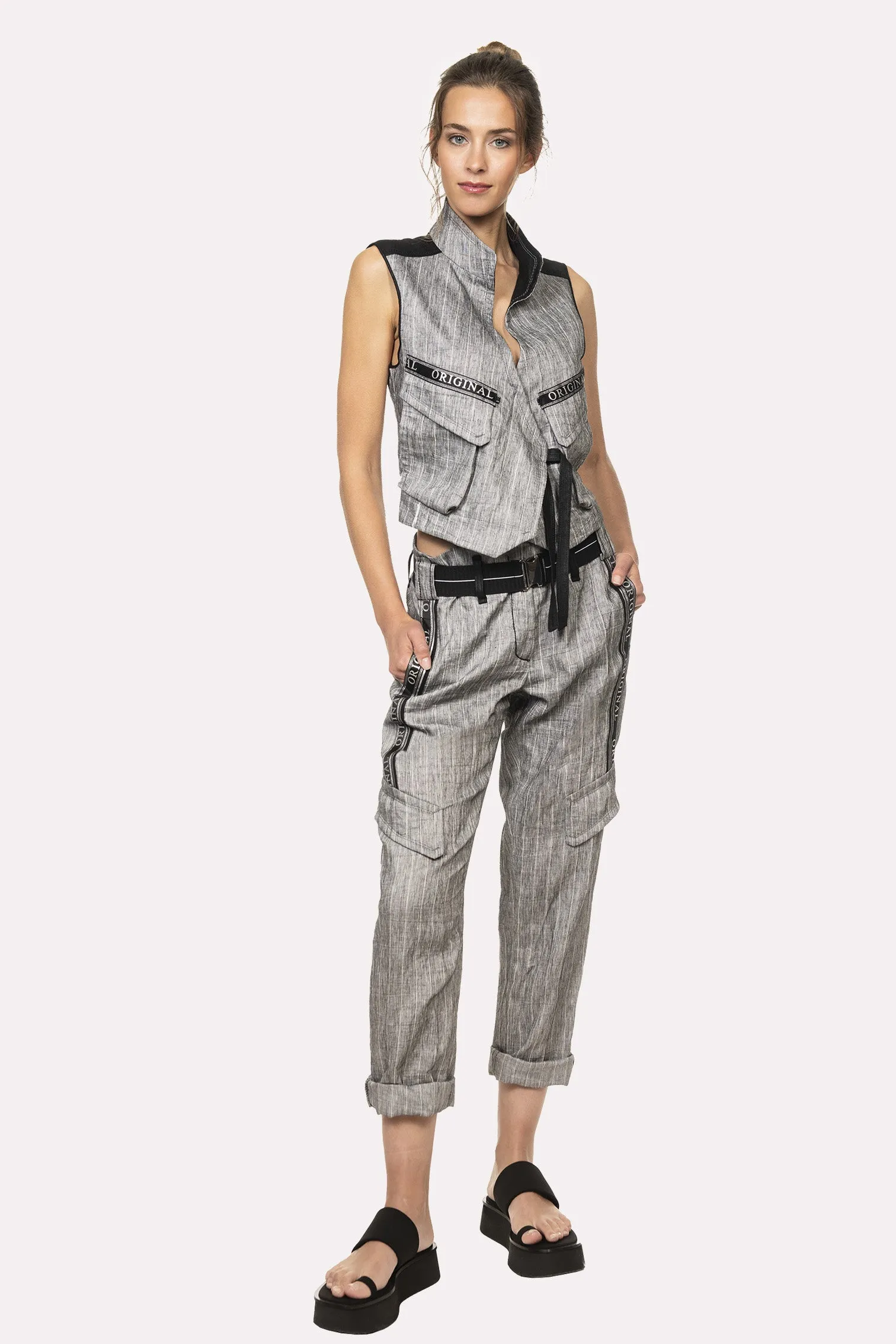 Original Belted Pants - Grey Melange