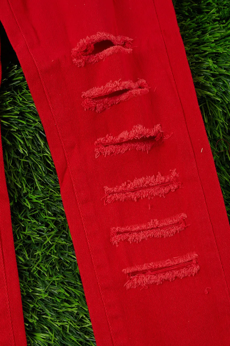 Red ripped skinny jeans. PNG25133011 SOL