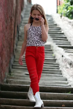 Red ripped skinny jeans. PNG25133011 SOL