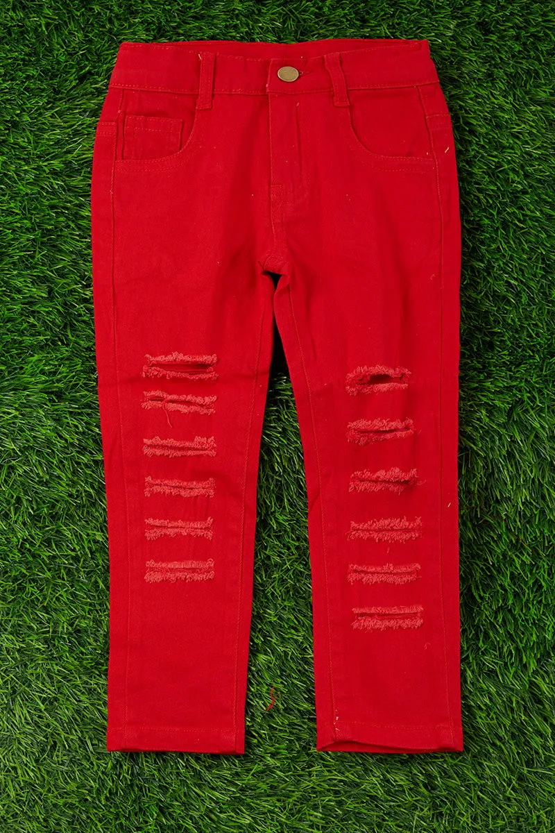 Red ripped skinny jeans. PNG25133011 SOL