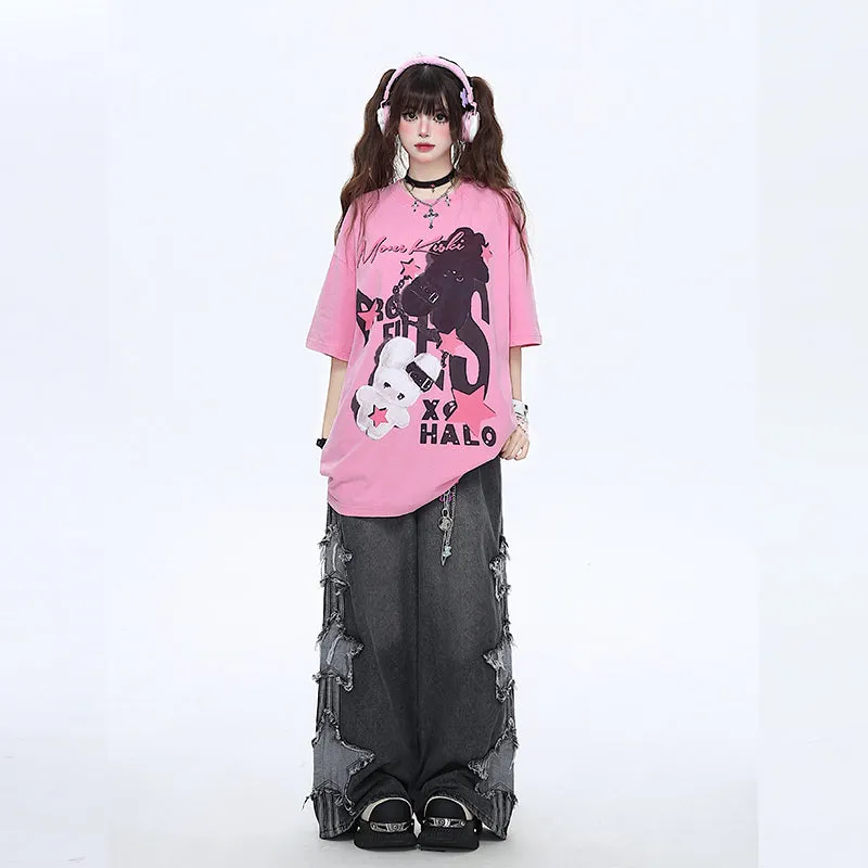 Summer American Sweet Dopamine Style All-match Loose T-shirt