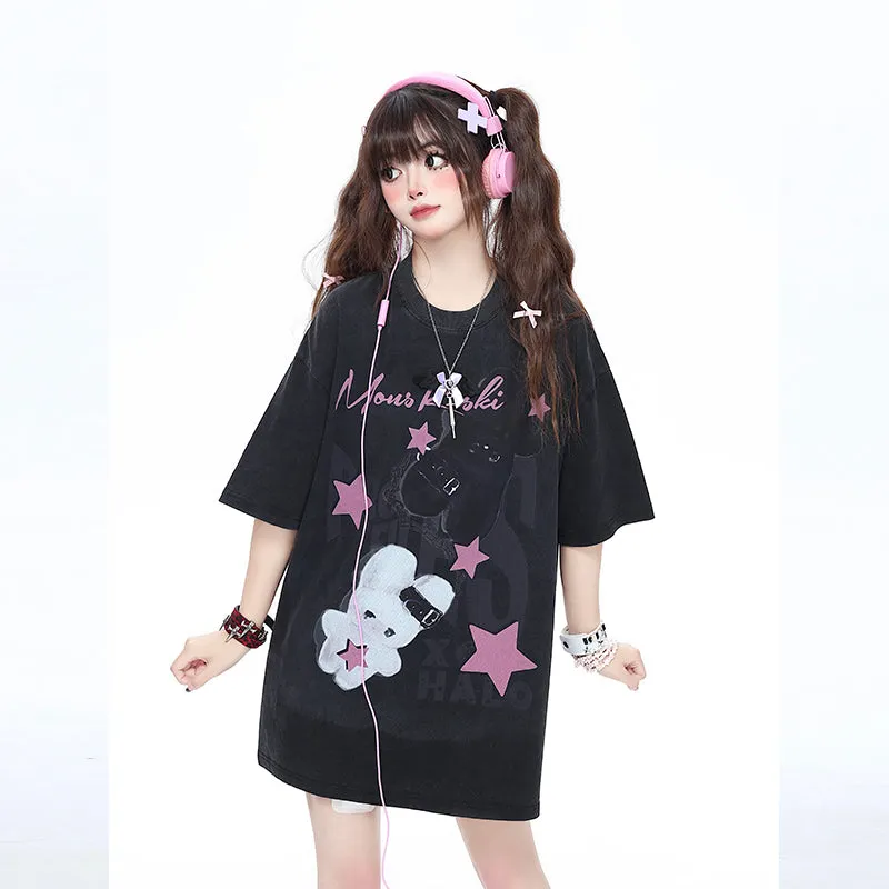 Summer American Sweet Dopamine Style All-match Loose T-shirt