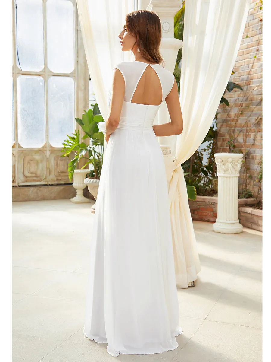 V-Neck Empire Waist Chiffon Maxi Long Wholesale Evening Gowns