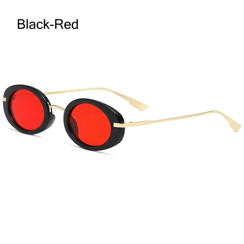 Vintage Y2K Hip Hop Sun Glasses Small Oval Sunglasses for Women Men Retro Punk Eyewear UV400 Shades