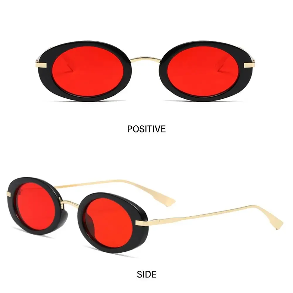 Vintage Y2K Hip Hop Sun Glasses Small Oval Sunglasses for Women Men Retro Punk Eyewear UV400 Shades