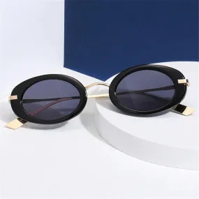 Vintage Y2K Hip Hop Sun Glasses Small Oval Sunglasses for Women Men Retro Punk Eyewear UV400 Shades