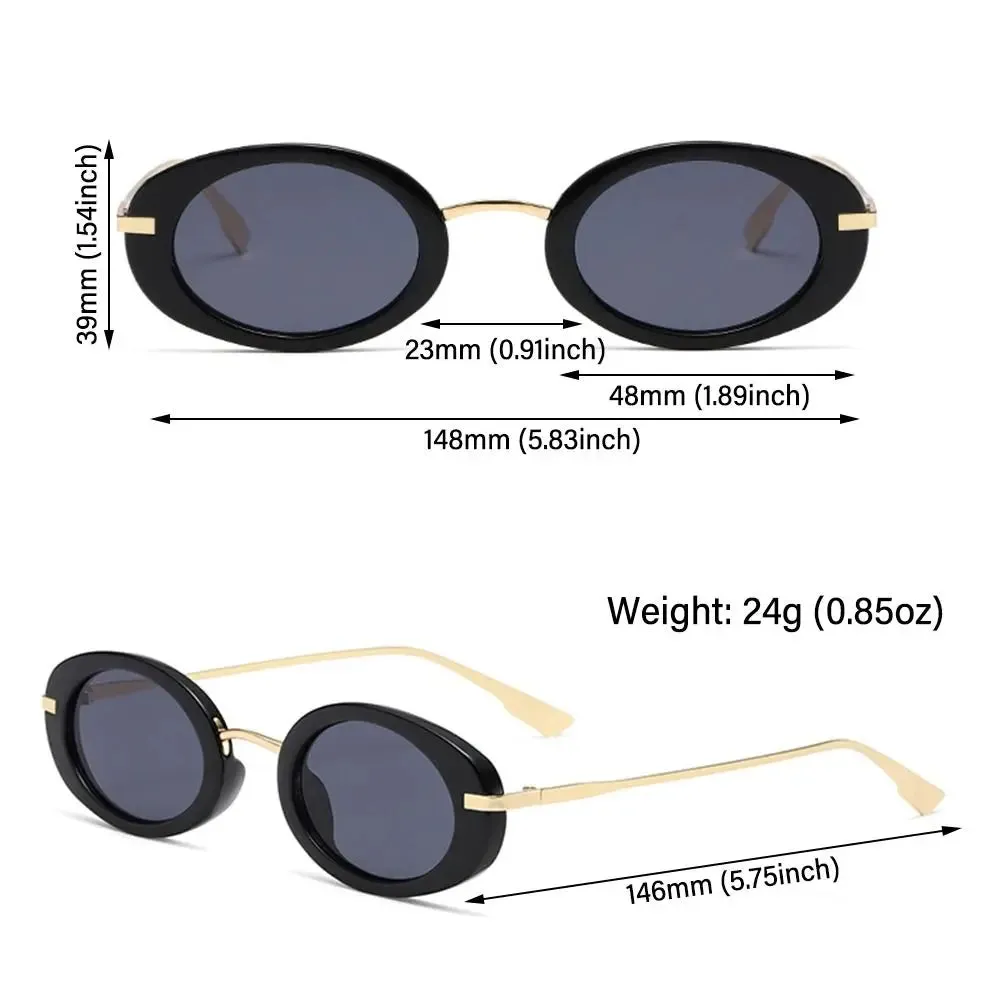 Vintage Y2K Hip Hop Sun Glasses Small Oval Sunglasses for Women Men Retro Punk Eyewear UV400 Shades