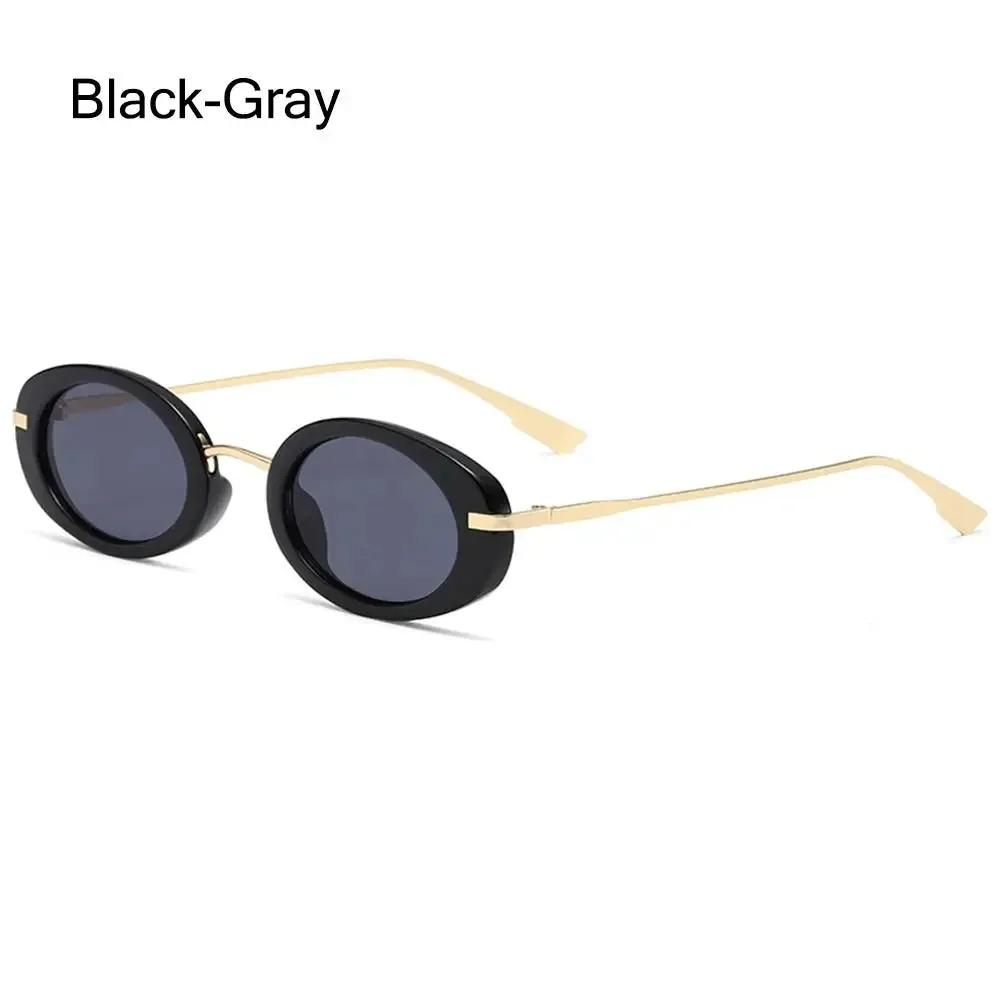 Vintage Y2K Hip Hop Sun Glasses Small Oval Sunglasses for Women Men Retro Punk Eyewear UV400 Shades