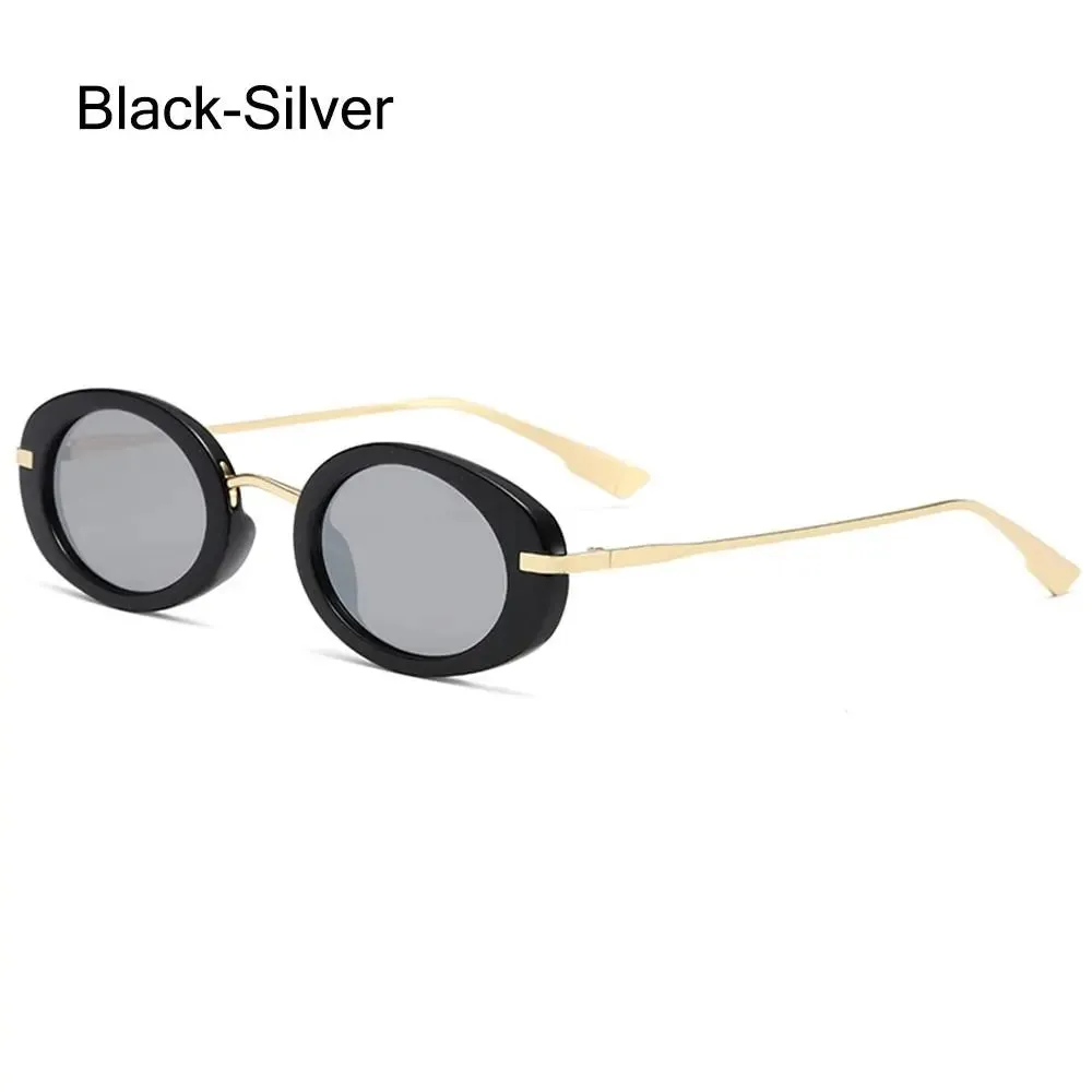 Vintage Y2K Hip Hop Sun Glasses Small Oval Sunglasses for Women Men Retro Punk Eyewear UV400 Shades