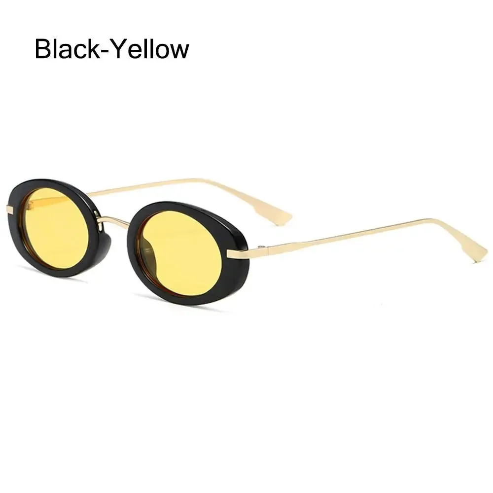 Vintage Y2K Hip Hop Sun Glasses Small Oval Sunglasses for Women Men Retro Punk Eyewear UV400 Shades