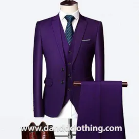 Violet 3 Piece 100% Wool Suits For Men