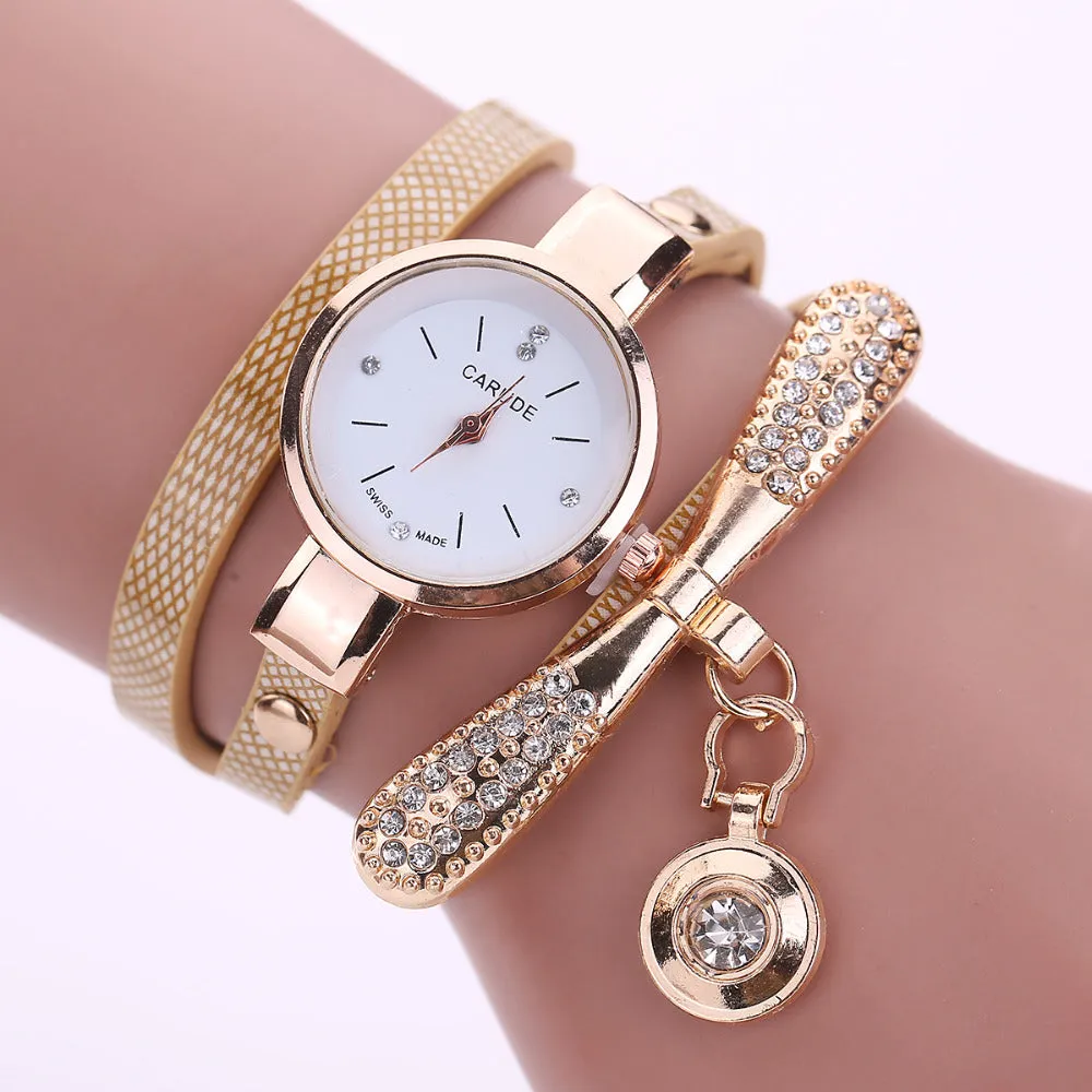 Watches for Women Gold Crystal Quartz Wristwatch Clock Ladies Vintage Watch