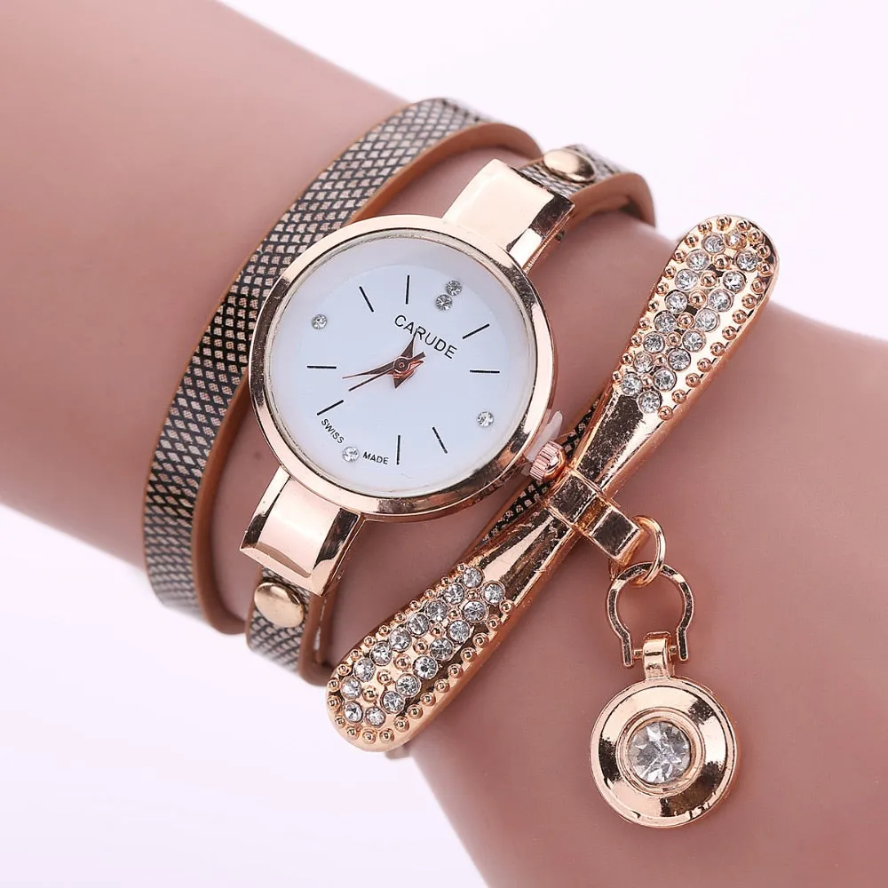 Watches for Women Gold Crystal Quartz Wristwatch Clock Ladies Vintage Watch