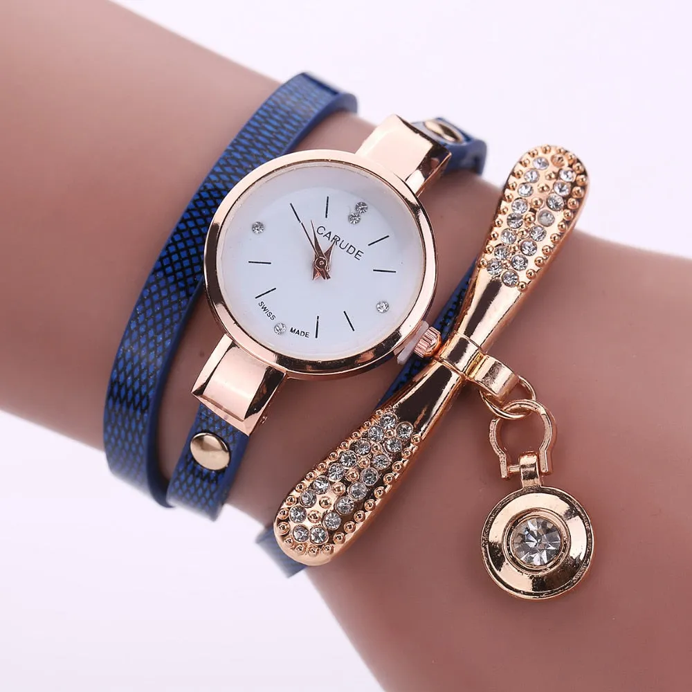Watches for Women Gold Crystal Quartz Wristwatch Clock Ladies Vintage Watch