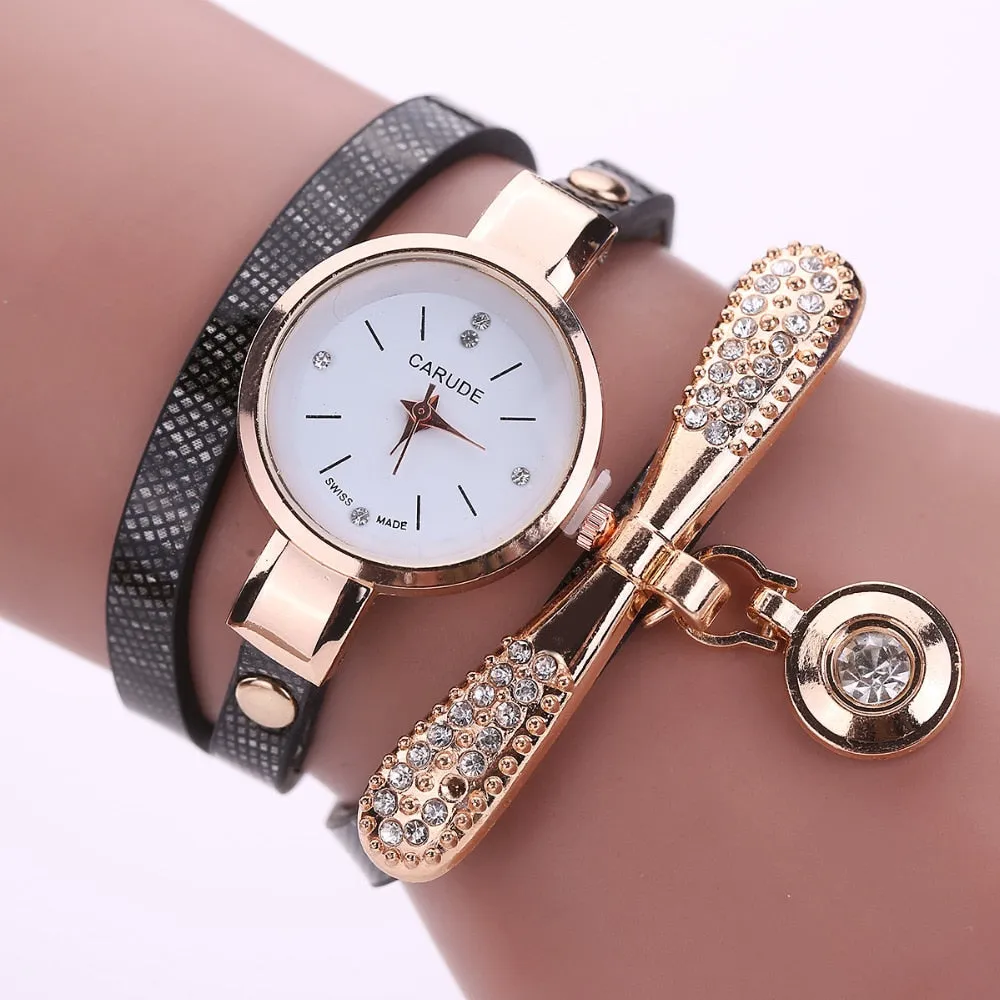 Watches for Women Gold Crystal Quartz Wristwatch Clock Ladies Vintage Watch