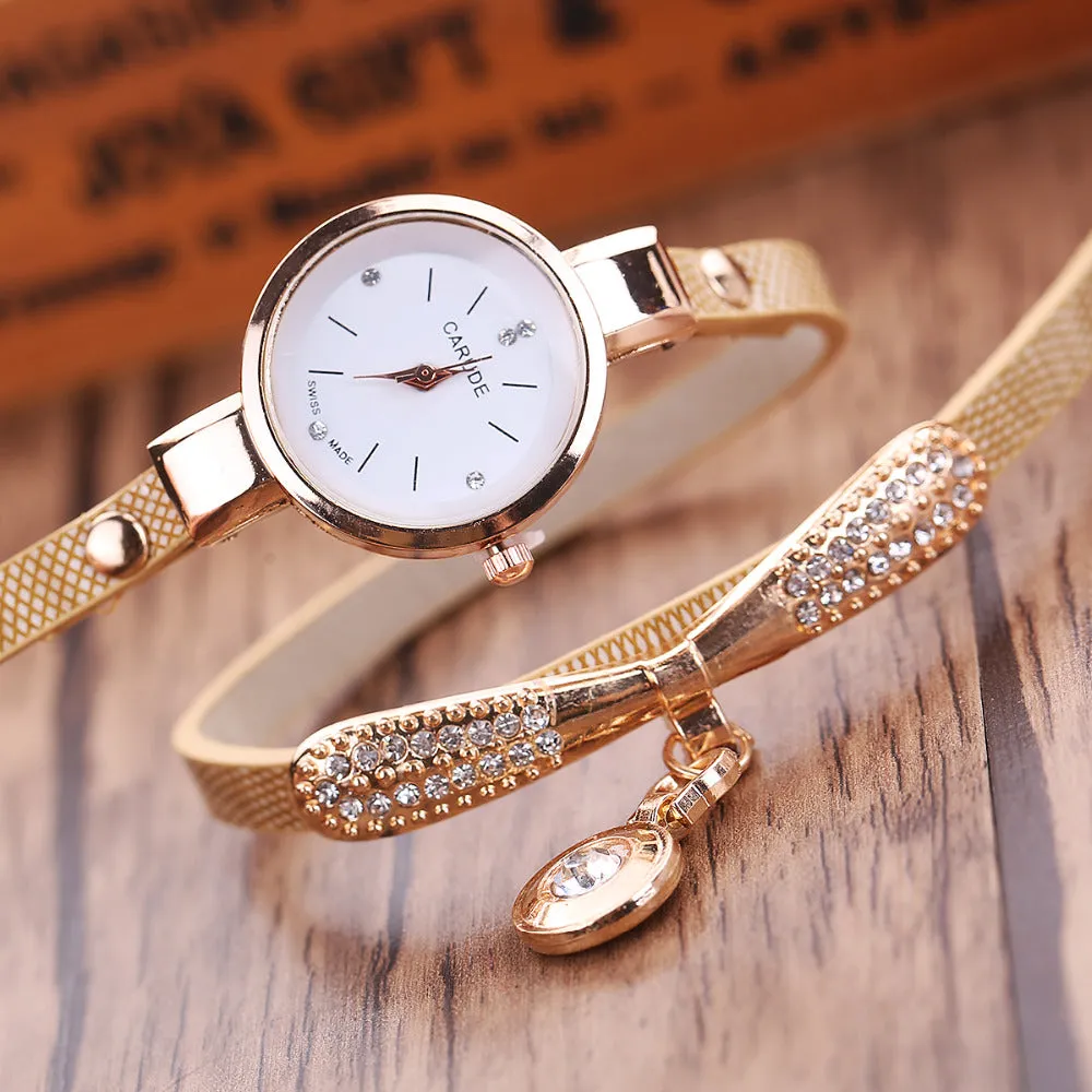 Watches for Women Gold Crystal Quartz Wristwatch Clock Ladies Vintage Watch
